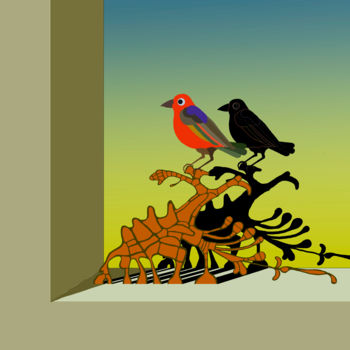 Digital Arts titled "oiseau-3" by Jean-Louis Rivière, Original Artwork, Digital Painting