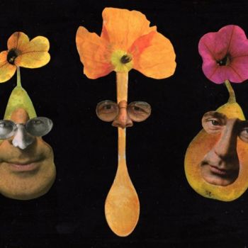 Collagen mit dem Titel "22. Les fleurs de m…" von Jean-Louis Rivière, Original-Kunstwerk