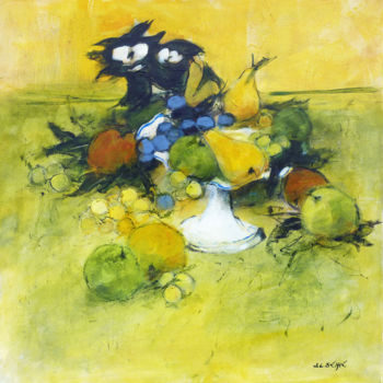 Pittura intitolato "18-poires-et-pommes…" da Jean-Louis Sérié, Opera d'arte originale