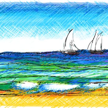 Arts numériques intitulée "Voiles 1" par Jean Louis Vasseur, Œuvre d'art originale, Peinture numérique