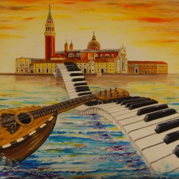 Painting titled "Venise sur un air d…" by Jean-Luc Bénac, Original Artwork, Oil