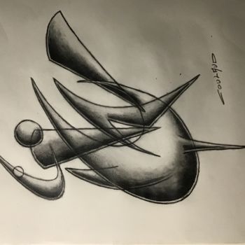 Drawing titled "Oiseau" by Jean-Luc Coulaud, Original Artwork, Pencil