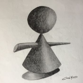 Drawing titled "Petit bonhomme" by Jean-Luc Coulaud, Original Artwork, Pencil