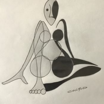 Dessin intitulée "Étude de nu 2" par Jean-Luc Coulaud, Œuvre d'art originale, Crayon