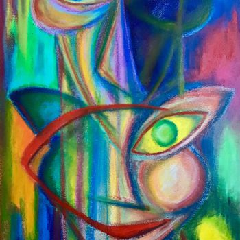 Drawing titled "Totem" by Jean-Luc Coulaud, Original Artwork, Pastel