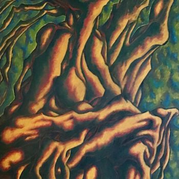 Painting titled "La vieille arbre" by Jean-Luc Coulaud, Original Artwork, Oil