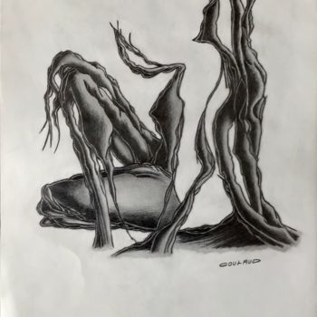 Zeichnungen mit dem Titel "Étude arbrologique 6" von Jean-Luc Coulaud, Original-Kunstwerk, Bleistift