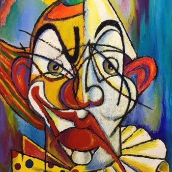 Painting titled "Le Clown BIPO" by Jean-Luc Coulaud, Original Artwork, Oil