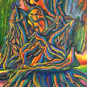 Painting titled "Visarbre" by Jean-Luc Coulaud, Original Artwork, Oil
