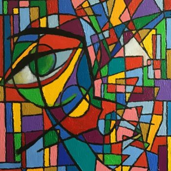 Painting titled "Visage brise" by Jean-Luc Coulaud, Original Artwork, Oil