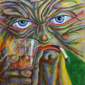 Painting titled "CIGARETTE,WHISKY ET…" by Jean-Luc Coulaud, Original Artwork, Acrylic