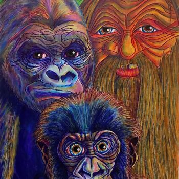 Painting titled "TARZAN FAMILY" by Jean-Luc Coulaud, Original Artwork, Acrylic