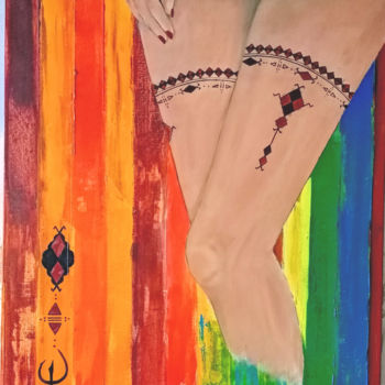 Painting titled "Charme kabyle" by Jean-Luc Gaillard, Original Artwork, Oil Mounted on Wood Stretcher frame