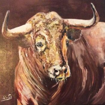 Картина под названием "Toro 33" - Jean-Luc Garcia, Подлинное произведение искусства, Масло
