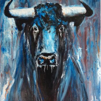 Ζωγραφική με τίτλο "Toro 42" από Jean-Luc Garcia, Αυθεντικά έργα τέχνης, Ακρυλικό Τοποθετήθηκε στο Ξύλινο φορείο σκελετό