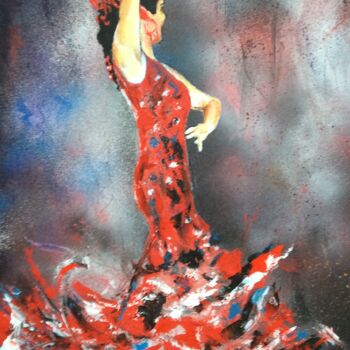 Peinture intitulée "Flamenca 4" par Jean-Luc Garcia, Œuvre d'art originale, Acrylique Monté sur Châssis en bois