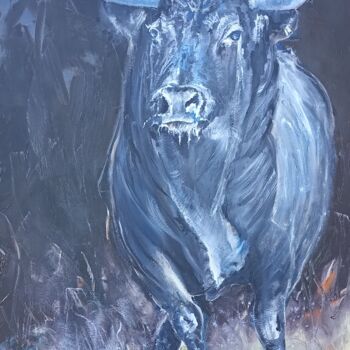 Painting titled "TORO 66" by Jean-Luc Garcia, Original Artwork, Oil Mounted on Wood Stretcher frame