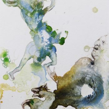 Painting titled "Chaos ©" by Jean-Luc Hippolyte, Original Artwork, Watercolor