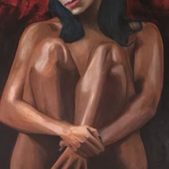 Malerei mit dem Titel "Femme nue assise" von Jean Luc L'Haridon, Original-Kunstwerk, Öl