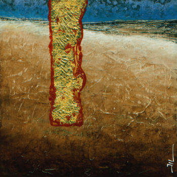 Peinture intitulée "Leaf in Gold" par Jean-Luc Lacroix (JL LACROIX), Œuvre d'art originale, Acrylique