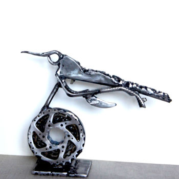 Sculpture titled "Échassier" by Jean-Luc Lacroix (JL LACROIX), Original Artwork, Metals