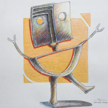 Dibujo titulada "Double-face" por Jean-Luc Lacroix (JL LACROIX), Obra de arte original, Lápiz