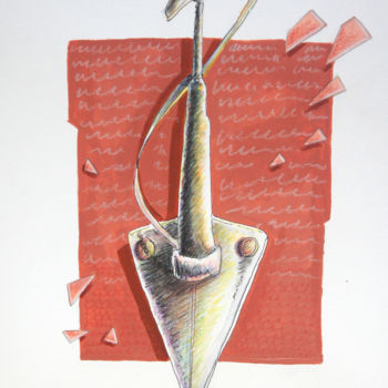 Σχέδιο με τίτλο "mantes la jolie" από Jean-Luc Lacroix (JL LACROIX), Αυθεντικά έργα τέχνης, Άλλος