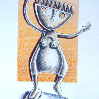 Dessin intitulée "Skateuse" par Jean-Luc Lacroix (JL LACROIX), Œuvre d'art originale, Crayon