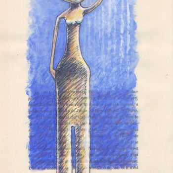 Drawing titled "Elga" by Jean-Luc Lacroix (JL LACROIX), Original Artwork, Conté