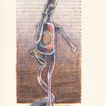 Σχέδιο με τίτλο "MAJOR" από Jean-Luc Lacroix (JL LACROIX), Αυθεντικά έργα τέχνης, Κοντέ