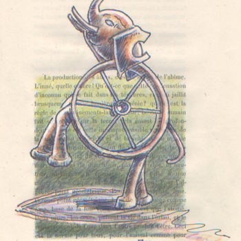 Dibujo titulada "Nelefan, étude" por Jean-Luc Lacroix (JL LACROIX), Obra de arte original, Tinta