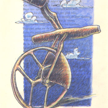 Tekening getiteld "Le gronavion, étude" door Jean-Luc Lacroix (JL LACROIX), Origineel Kunstwerk, Inkt
