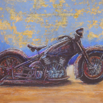 Malerei mit dem Titel "Old motorcycle" von Jean-Luc Lacroix (JL LACROIX), Original-Kunstwerk, Acryl