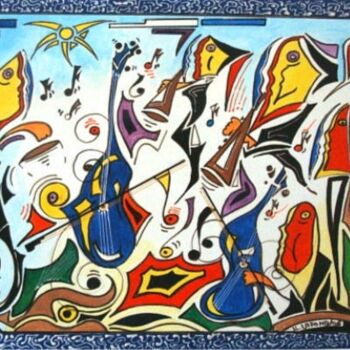 Painting titled "concert de jazz" by Jean-Luc Lafond, Original Artwork, Oil
