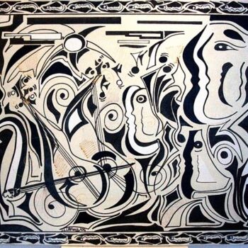 Картина под названием "concert de jazz 3" - Jean-Luc Lafond, Подлинное произведение искусства, Масло