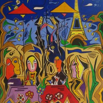 Картина под названием "Paris au mois d'août" - Jean-Luc Lafond, Подлинное произведение искусства