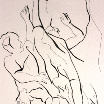 Рисунок под названием "Lignes de rugby 5" - Jean-Luc Lopez, Подлинное произведение искусства, Чернила