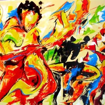 Картина под названием "Muleta rouge" - Jean-Luc Lopez, Подлинное произведение искусства, Акрил Установлен на Деревянная рама…