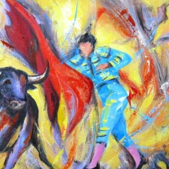 Pintura titulada "Violet corrida" por Jean-Luc Lopez, Obra de arte original, Oleo Montado en Bastidor de camilla de madera