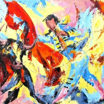Malerei mit dem Titel "Etude de corrida" von Jean-Luc Lopez, Original-Kunstwerk, Öl