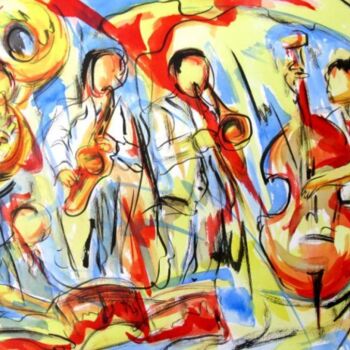 Pintura intitulada "Quintet" por Jean-Luc Lopez, Obras de arte originais, Aquarela