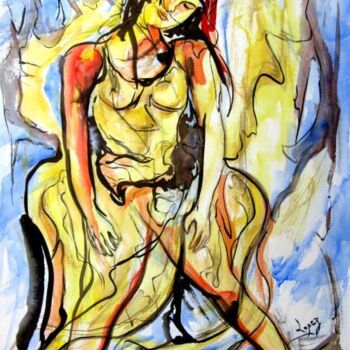Pintura intitulada "133- Tutu de danse" por Jean-Luc Lopez, Obras de arte originais, Aquarela