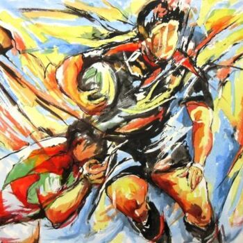 Pintura titulada "Rugby de passes" por Jean-Luc Lopez, Obra de arte original, Tinta