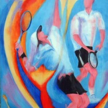 Painting titled "333 Tennismen" by Jean-Luc Lopez, Original Artwork, Acrylic Mounted on Wood Stretcher frame