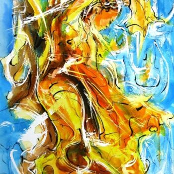 Peinture intitulée "194 Flamenco" par Jean-Luc Lopez, Œuvre d'art originale, Aquarelle