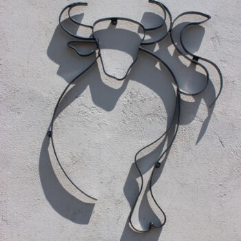 Escultura intitulada "Taureau de lumière" por Jean-Luc Lopez, Obras de arte originais, Metais
