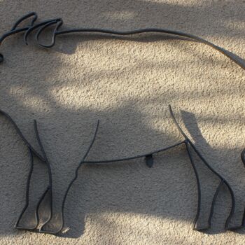 Sculpture intitulée "Sanglier aux abois" par Jean-Luc Lopez, Œuvre d'art originale, Métaux