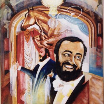 绘画 标题为“Pavarotti” 由Jean Luc Marès, 原创艺术品, 油