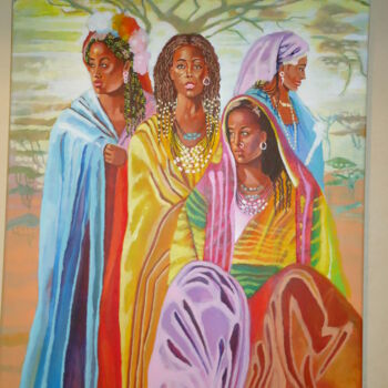 Painting titled "Belles-africaines-a…" by Jean Luc Marès, Original Artwork, Acrylic