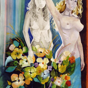 Pintura intitulada "Jeunes filles en nu…" por Jean Luc Marès, Obras de arte originais, Óleo